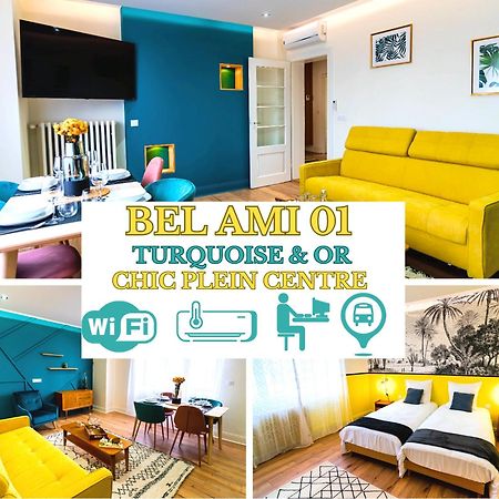 Bel Ami 01 - Turquoise & Or - Moderne Chic - Centre Ville - Acces Jardin - Clim - Wifi - Parking - Localisation Ideale 쉴티그하임 외부 사진