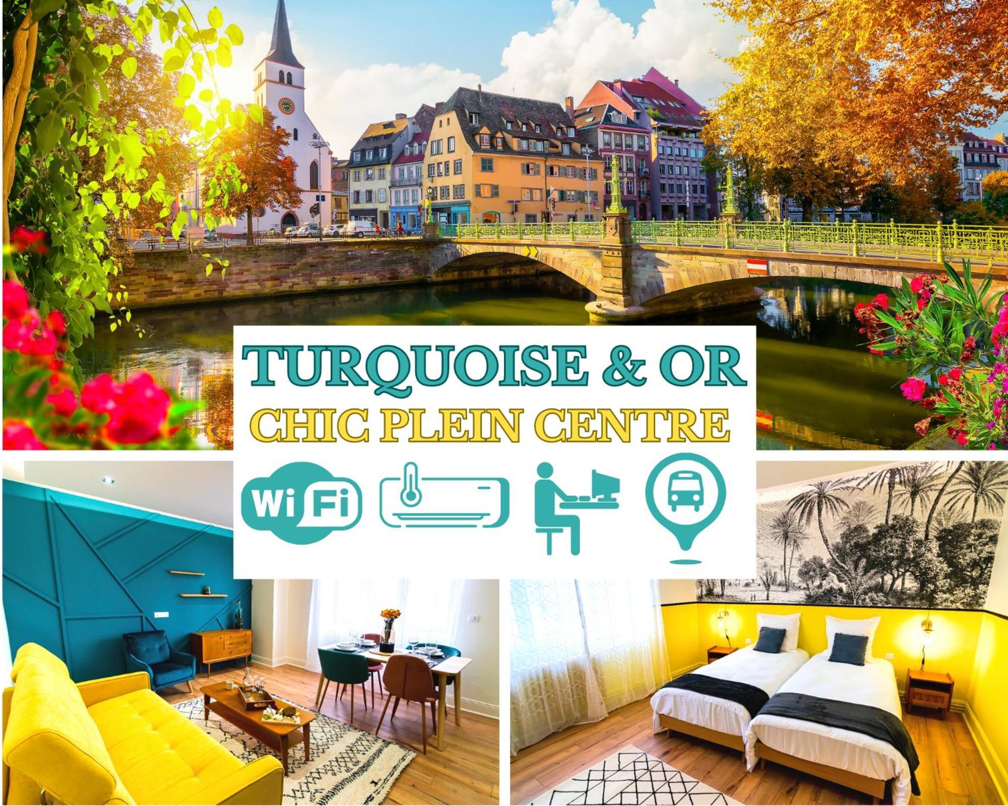 Bel Ami 01 - Turquoise & Or - Moderne Chic - Centre Ville - Acces Jardin - Clim - Wifi - Parking - Localisation Ideale 쉴티그하임 외부 사진