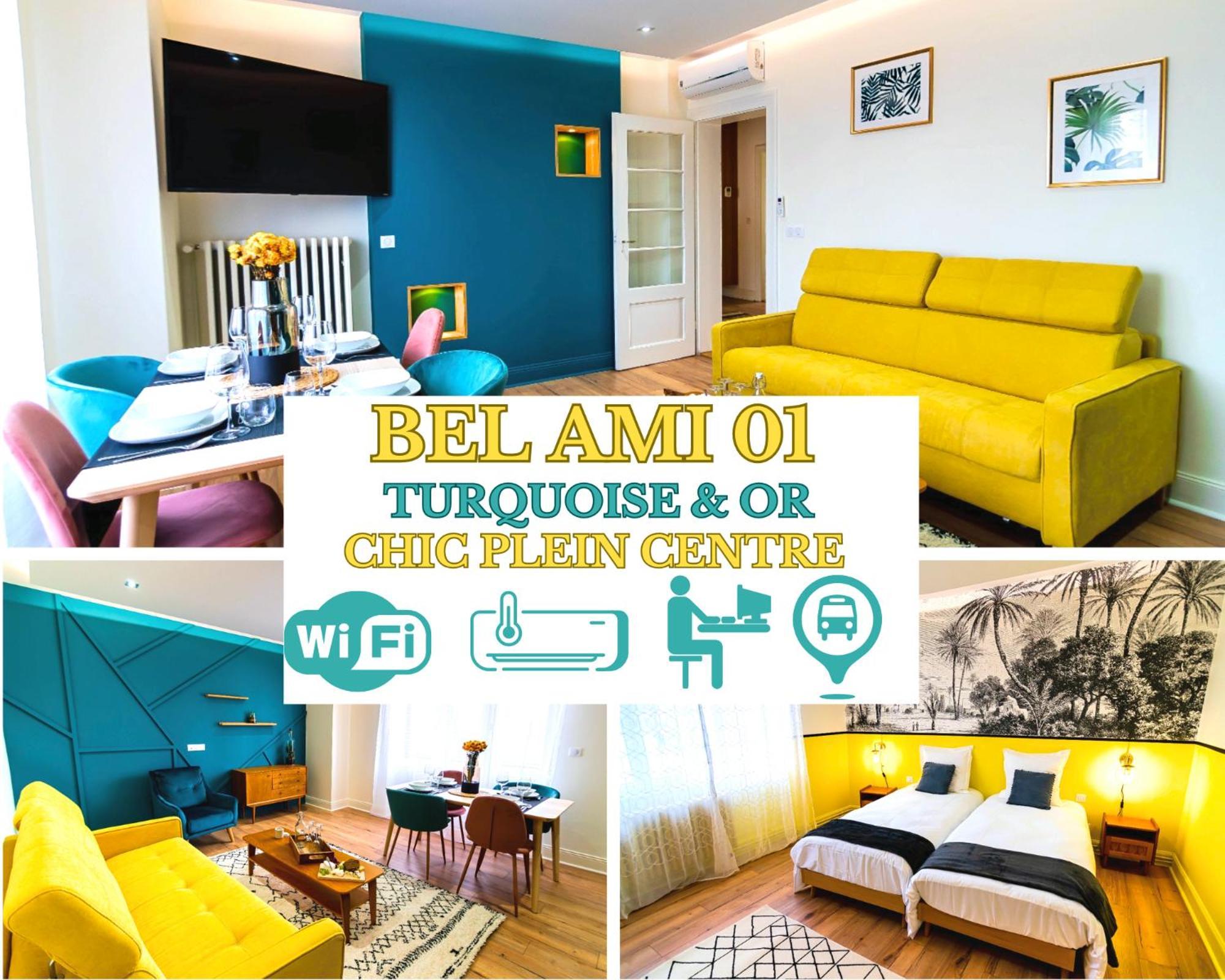 Bel Ami 01 - Turquoise & Or - Moderne Chic - Centre Ville - Acces Jardin - Clim - Wifi - Parking - Localisation Ideale 쉴티그하임 외부 사진